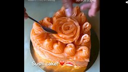'Bánh sinh nhật' làm từ sashimi cá hồi khiến tín đồ Nhật Bản phát cuồng