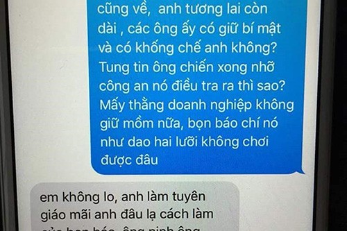  Một trong số tin nhắn được cho là nguỵ tạo để xúc phạm ông Hưng và cô gái tên Trang. Ảnh chụp màn hình. 