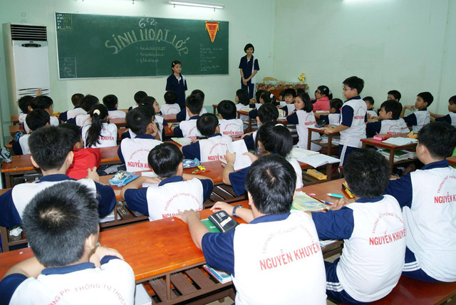 Học sinh trường Nguyễn Khuyến trong giờ học. Ảnh: Nguyen Khuyen Confession.
