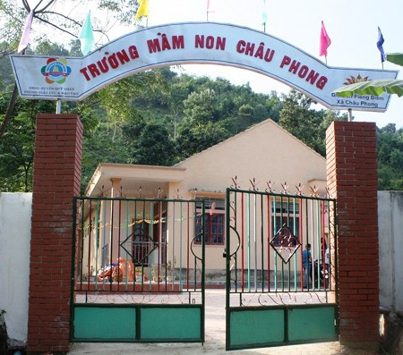 Trường Mầm non Châu Phong nơi cô Vi Thị Bích từng công tác.