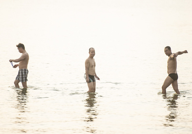 Nhiều người đưa chó cưng ra Hồ Tây cùng tắm để giải nhiệt ngày nắng nóng - Ảnh 6.