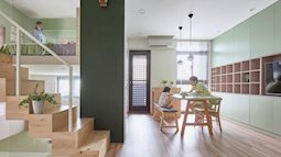 Ngôi nhà 40 m2 màu xanh matcha với thiết kế tầng lửng nhìn là yêu của gia đình trẻ