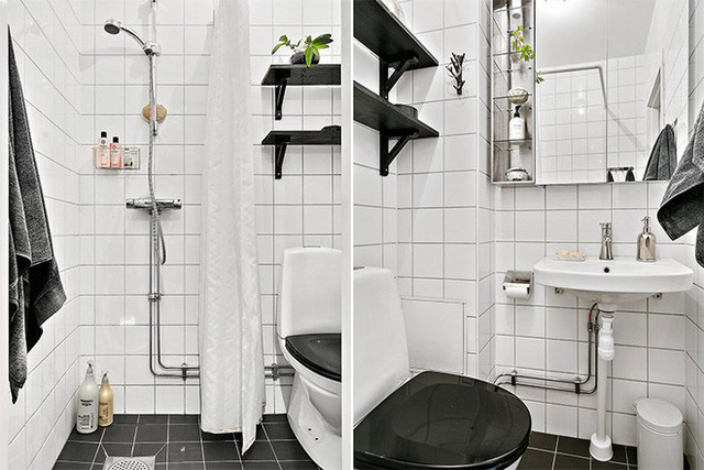 Phòng tắm tone đen - trắng hiện đại, sạch sẽ và không đơn điệu