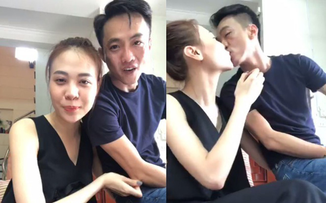 Trong suốt thời gian livestream, Cường Đô La liên tục âu yếm hôn Đàm Thu Trang một cách tự nhiên nhất trước màn hình.