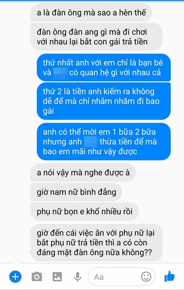 Đi ăn bị bạn trai nhắc trả tiền, cô gái ấm ức nhắn tin sao anh hèn thế và phản ứng bất ngờ - Ảnh 1.