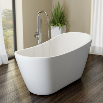 Vẫn là một bồn tắm khá đơn giản, màu trắng nhưng chính sự đơn giản lại mang đến điểm nhấn cho thiết kế này.