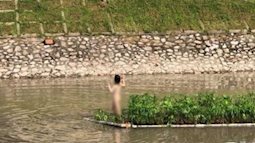 Danh tính cô gái mặc nội y bơi lội, tạo dáng giữa sông Tô Lịch