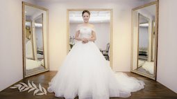Bạn gái Công Lý thử mẫu váy cưới mới sau tin đồn sắp kết hôn