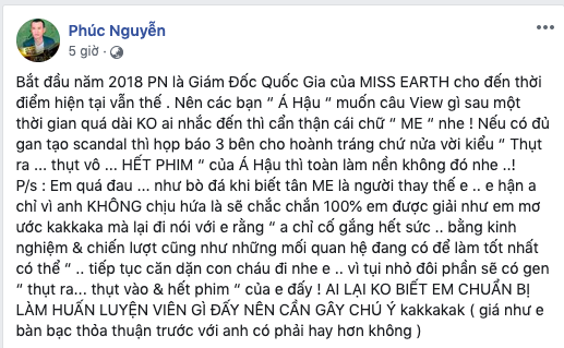 Ông bầu Phúc Nguyễn chính thức lên tiếng về vụ việc Mâu Thủy khẳng định bị đòi 5 tỷ để có suất thi Hoa hậu Trái đất 2018 - Ảnh 1.