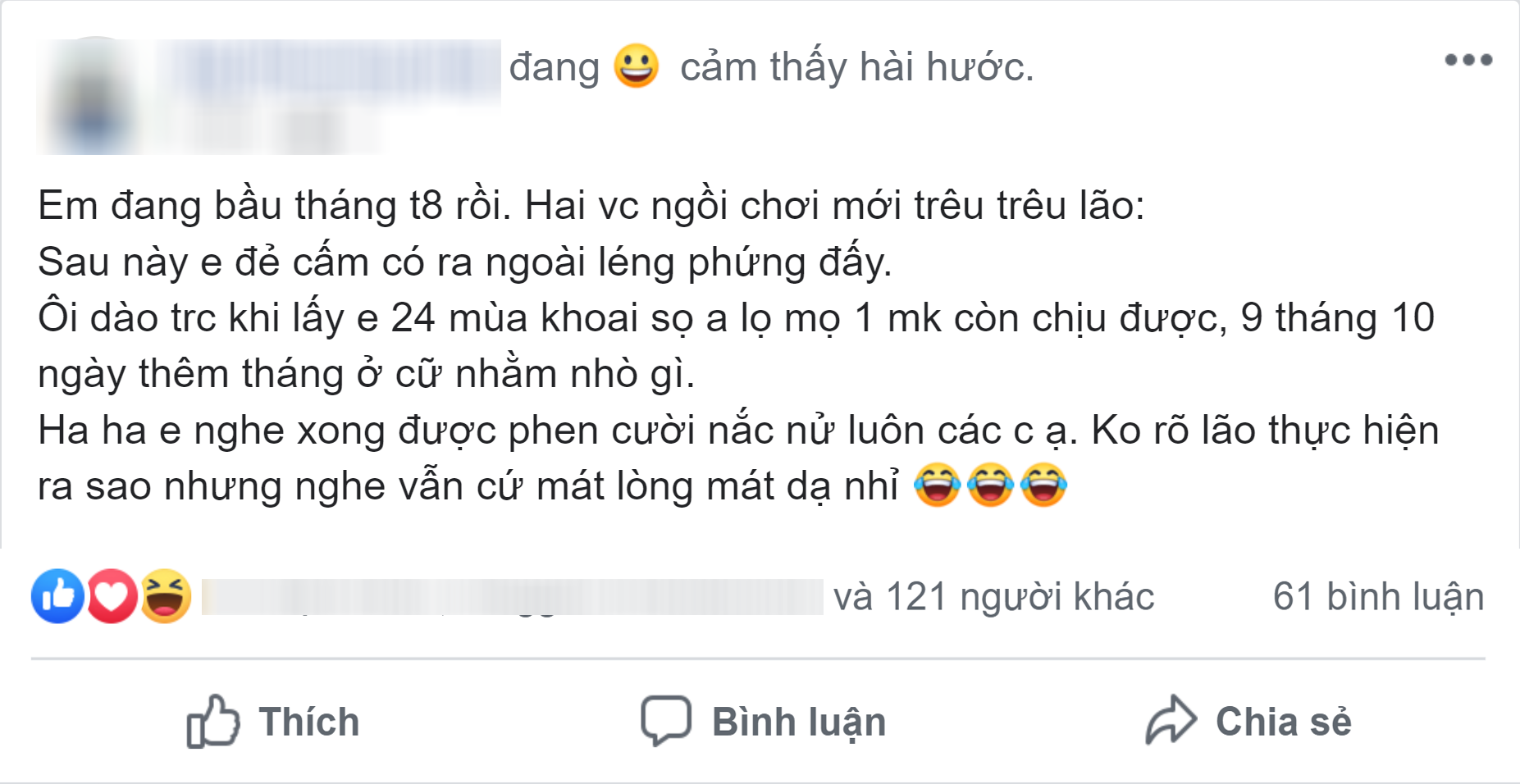 Vợ cảnh báo chồng không được léng phéng trong thời gian cô ở cữ, nhưng anh đáp trả 1 câu 