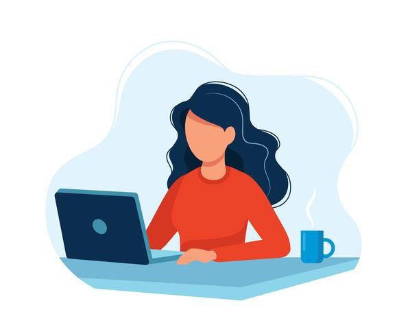 woman-working-with-computer-bright-colorful-vector-illustration
