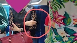 Bức ảnh người phụ nữ cầm cây tăm trên tay, bên cạnh là bé trai đang ngủ gật để tránh đứa trẻ động vào người gây tranh cãi