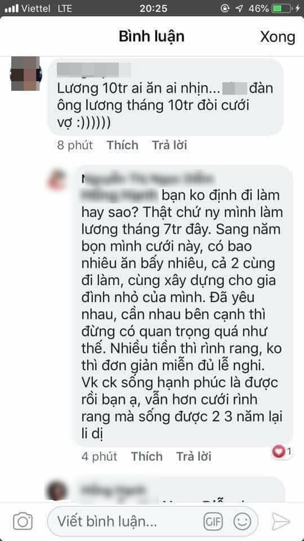 Đàn ông lương tháng 10 triệu mà đòi cưới vợ? - câu nói của cô gái gây tranh cãi trên mạng xã hội - Ảnh 1.