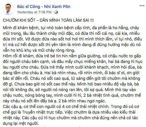 Bác sĩ BV Xanh Pôn khẳng định: “Chườm khi sốt, dân mình toàn làm sai!” - Ảnh 2.