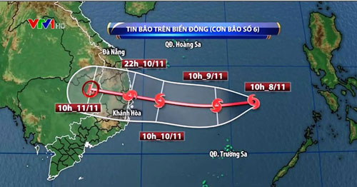 Bão số 6 giật cấp 15 quần thảo trên biển Đông trước khi đổ bộ đất liền Việt Nam trong 2 ngày tới - Ảnh 1.