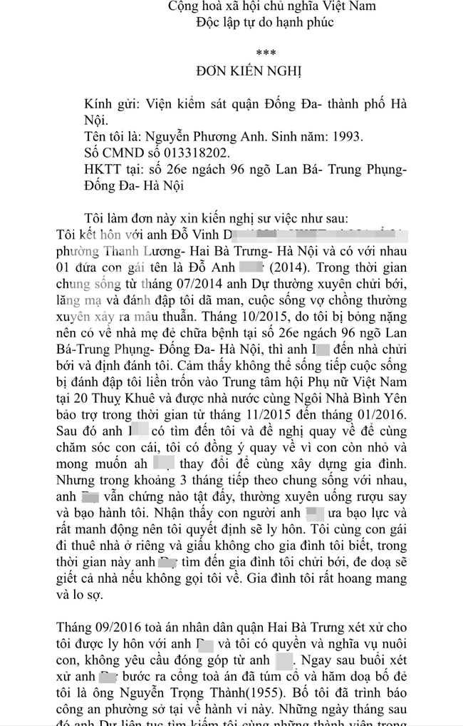 Hà Nội: Người vợ trẻ tố chồng cũ bạo hành, làm nhục cả gia đình suốt nhiều năm qua - Ảnh 1.