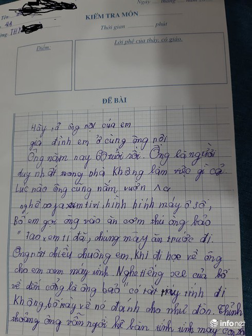 “Cười ra nước mắt” với bài văn tả “ông nội hay đánh lô” của học sinh tiểu học - Ảnh 1.