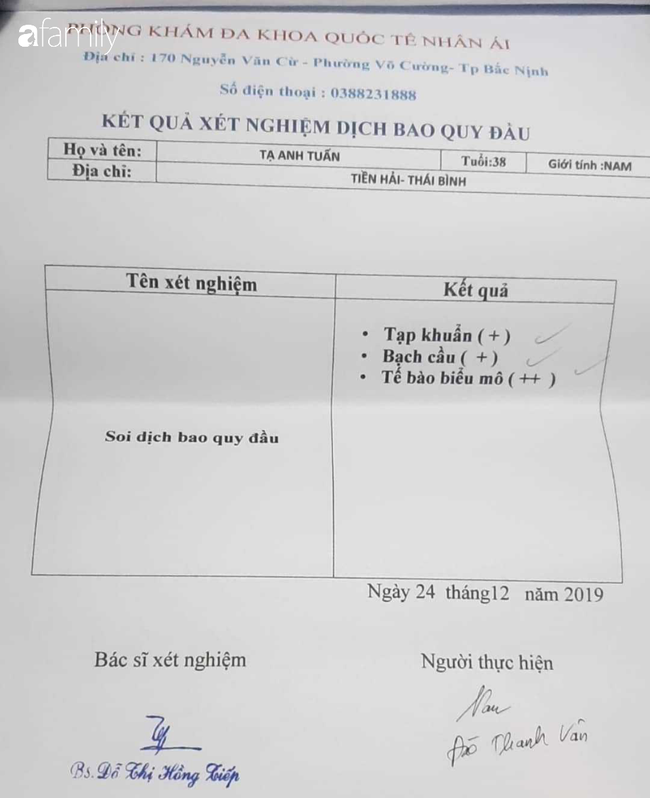 Với kết quả này bác sĩ còn đưa ra thêm một số xét nghiệm khác