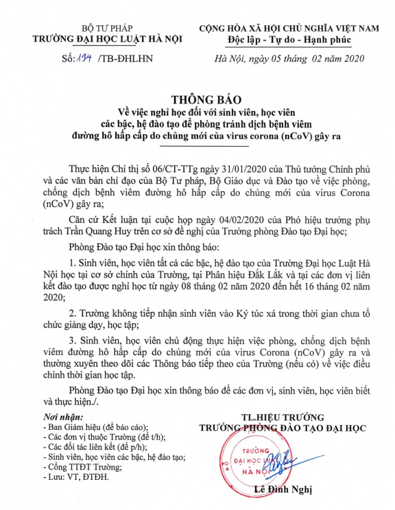 CẬP NHẬT: Danh sách các trường Đại học quyết định cho sinh viên nghỉ thêm 1 tuần để phòng tránh virus Corona - Ảnh 4.