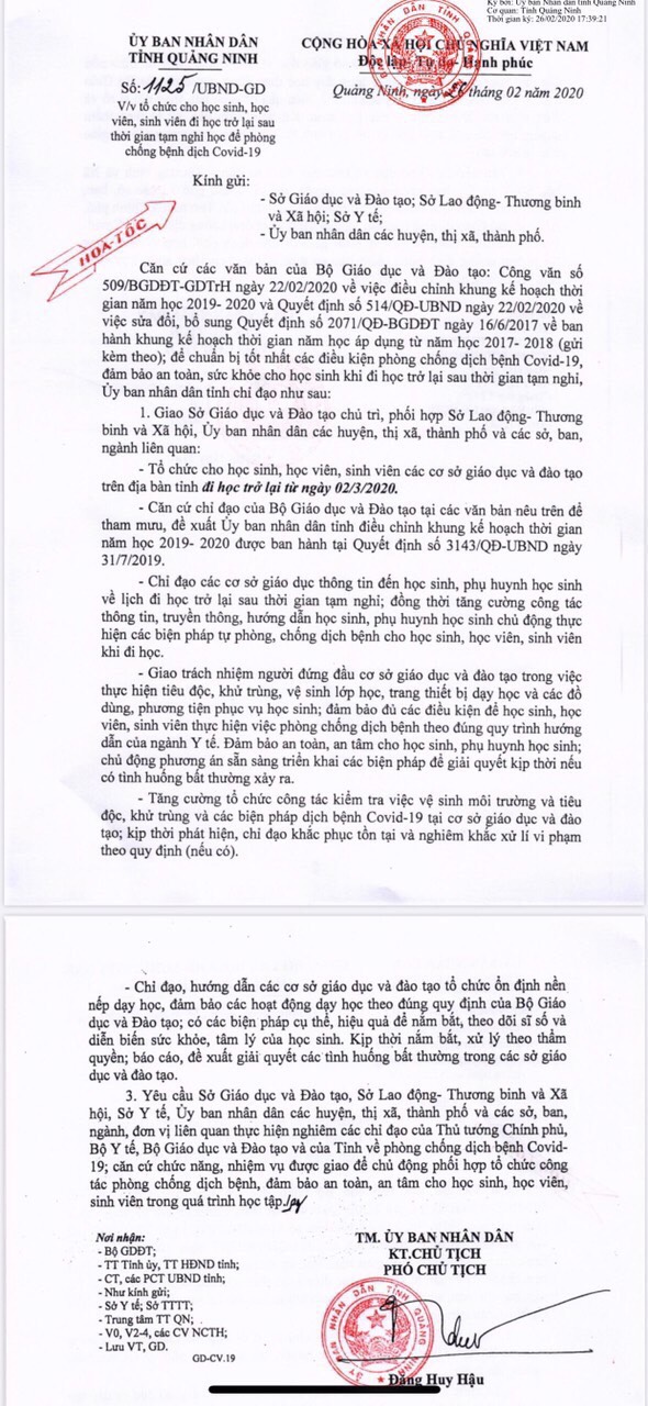 CẬP NHẬT: Tỉnh thành đầu tiên ra thông báo cho học sinh, sinh viên đi học lại vào ngày 2/3 - Ảnh 1.