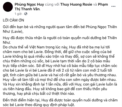 HOT: Phùng Ngọc Huy đã được thừa nhận là người có toàn quyền nuôi dưỡng bé Lavie - Ảnh 1.