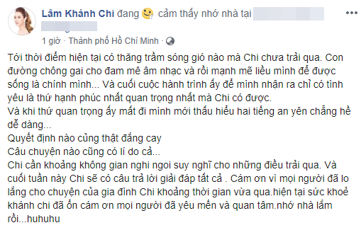 Lâm Khánh Chi ẩn ý chuyện ly hôn chồng trẻ, đã mất đi tình yêu và hạnh phúc - Ảnh 1.