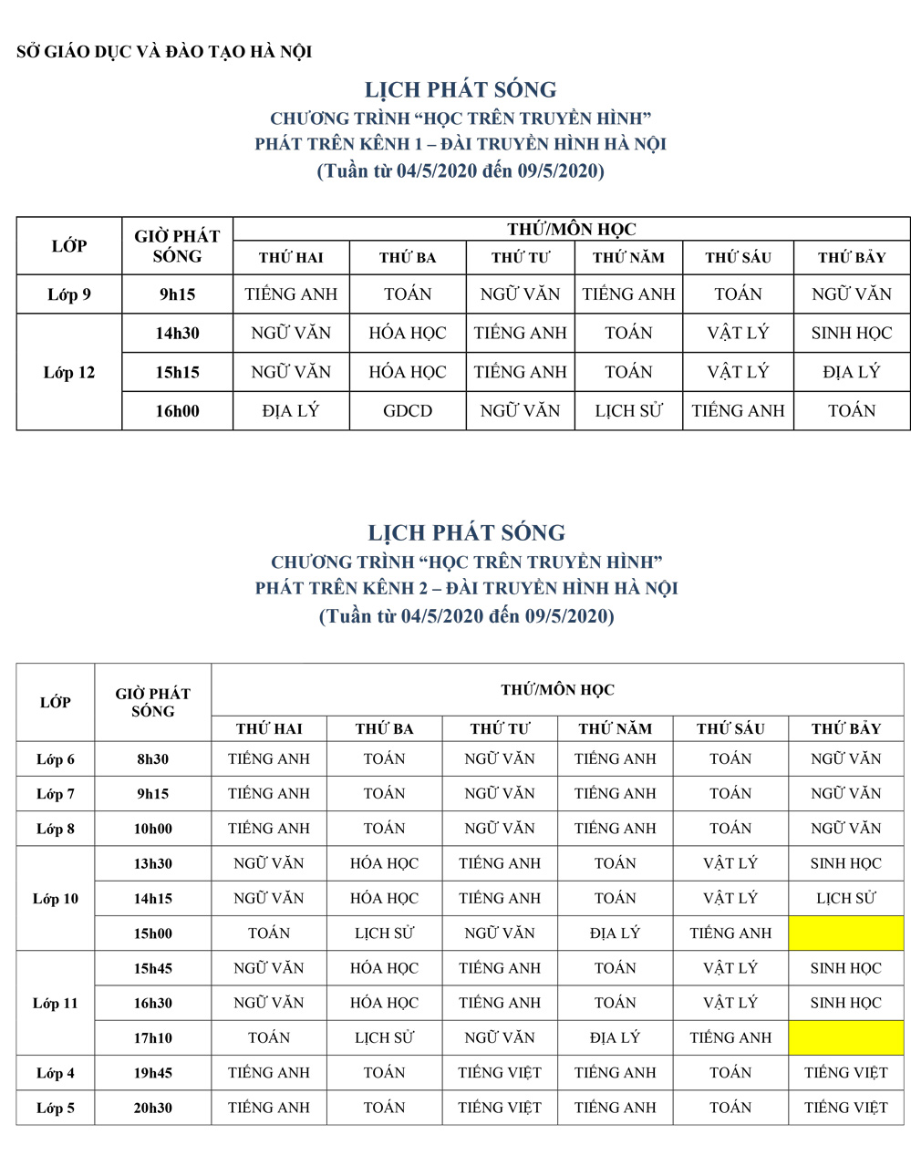 Mới: Lịch học trên truyền hình cho học sinh tất cả cấp ở Hà Nội từ ngày 4/5 đến 9/5, phụ huynh và học sinh lưu ý để không bị bỏ lỡ - Ảnh 1.