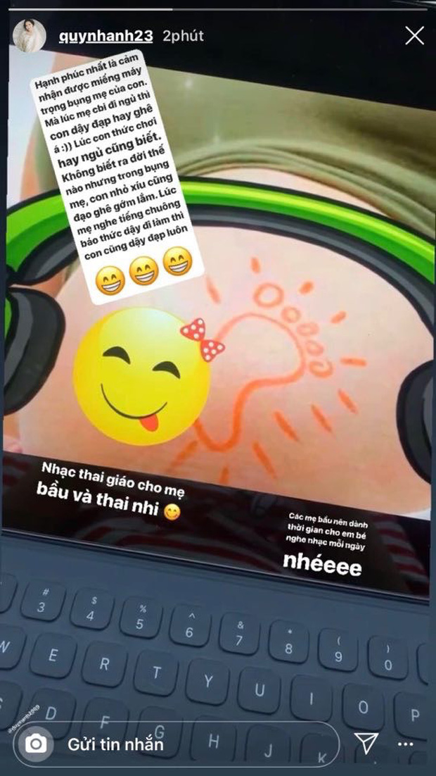 Quỳnh Anh khoe bụng bầu kèm status mới trên Instagram: Hạnh phúc nhất là cảm nhận được miếng máy trong bụng mẹ của con - Ảnh 2.