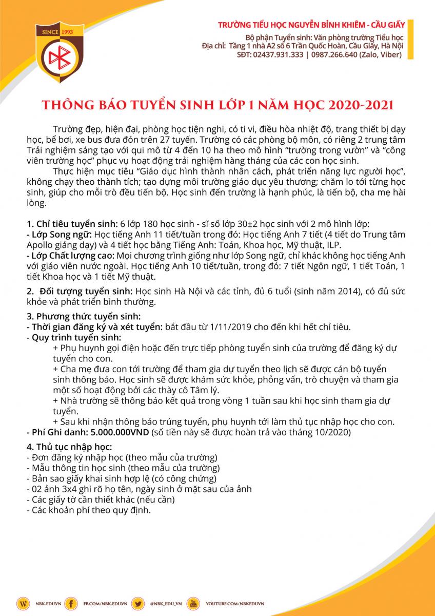 Lưu ý: Thông tin tuyển sinh năm học 2020-2021 của các trường tiểu học tư thục ở Hà Nội, bố mẹ nắm rõ để đăng ký cho con - Ảnh 4.