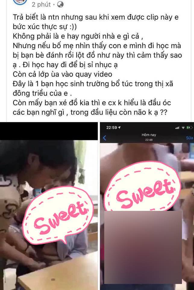Quảng Ninh: Phẫn nộ đám bạn trai reo hò nhìn nữ sinh bị lột đồ  - Ảnh 1.