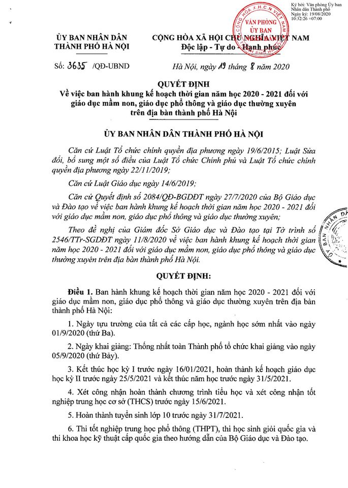 MỚI: Hà Nội chính thức chốt lịch khai giảng của học sinh trên địa bàn, học kỳ I năm nay kết thúc sớm hơn năm ngoái - Ảnh 1.