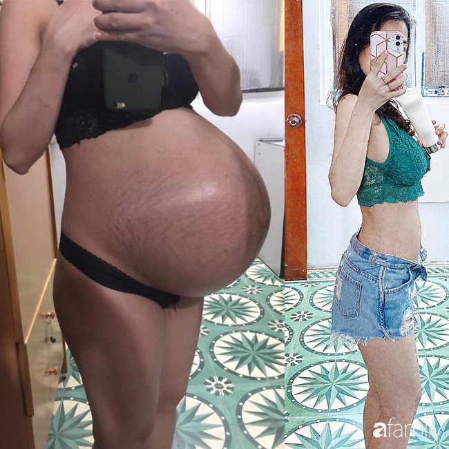 Mẹ Sài Gòn mang thai đôi bụng to như chiếc trống, rạn tung tóe, sinh xong gần 3 tháng vòng eo còn 58cm, trắng trẻo như Ngọc Trinh - Ảnh 6.
