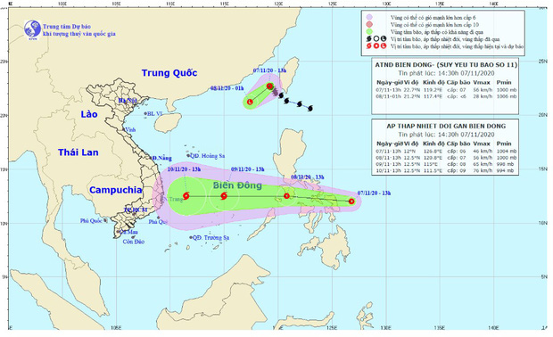 Bão số 11 vừa suy yếu, lại xuất hiện 1 áp thấp nhiệt đới tiến vào Biển Đông - Ảnh 1.