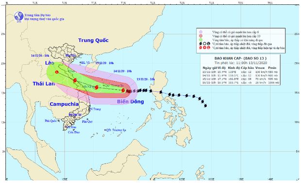 Bão số 13 giật cấp 15 chuẩn bị đổ bộ, từ Hà Tĩnh đến Quảng Nam mưa rất to từ ngày mai - Ảnh 1.