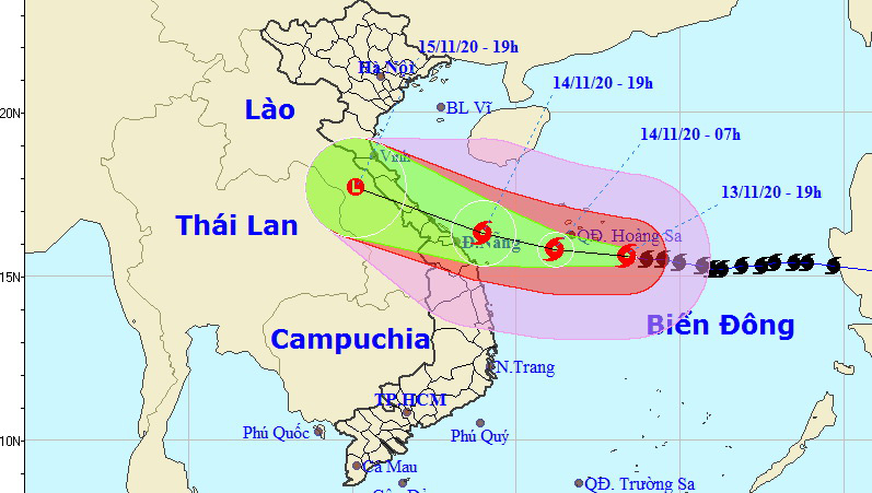 Tin bão khẩn cấp: Bão số 13 mạnh lên, giật cấp 16 hướng vào Hà Tĩnh đến Thừa Thiên - Huế, mưa lớn từ sáng 14/11 - Ảnh 1.