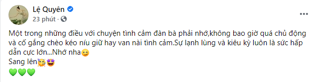 Lệ Quyên bất ngờ nói về chuyện tình cảm hậu ly hôn: “Không bao giờ được chèo kéo níu giữ hay van nài” - Ảnh 2.