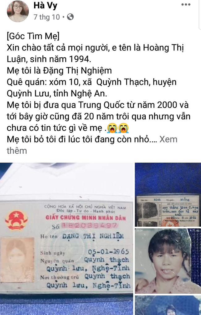 Khát khao gặp lại mẹ sau 20 năm mất tích, con gái đăng tin nhờ cộng đồng mạng giúp đỡ - Ảnh 1.