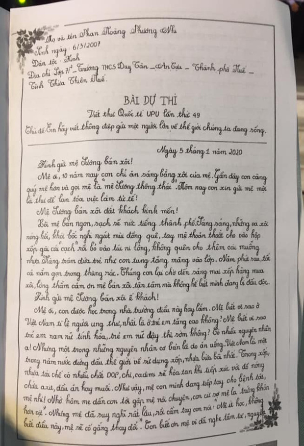 Nữ sinh 13 tuổi viết thư gửi mệ Sương thông thái đạt giải ba quốc tế, biết được danh tính mệ Sương ai cũng ngỡ ngàng - Ảnh 2.