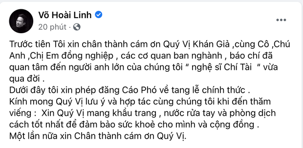 NS Hoài Linh, Việt Hương đăng cáo phó, thông báo sẽ chịu tang vai em trong đám tang cố NS Chí Tài tại Việt Nam - Ảnh 3.