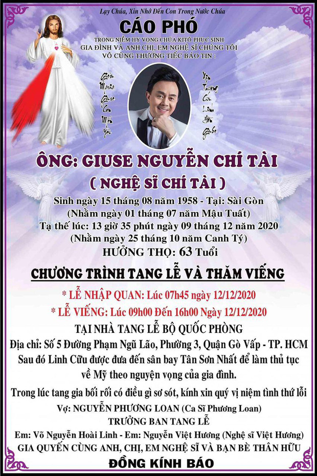 NS Hoài Linh, Việt Hương đăng cáo phó, thông báo sẽ chịu tang vai em trong đám tang cố NS Chí Tài tại Việt Nam - Ảnh 4.