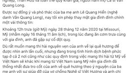 Đại diện gia đình đính chính thời gian, địa điểm NS Vân Quang Long qua đời, thông báo về lễ an táng thi hài nam ca sĩ