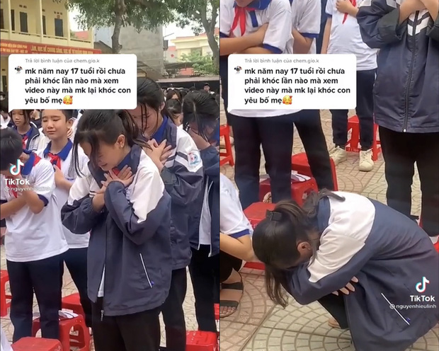 Video: Hơn 1.000 học sinh khóc nức nở giữa sân trường, một nữ sinh đang đứng bỗng cúi rạp người xuống - Ảnh 2.