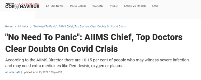 Giữa thảm họa, chuyên gia Y tế cao cấp Ấn Độ nói Covid-19 là căn bệnh nhẹ, không cần hoảng sợ khiến cộng đồng dậy sóng - Ảnh 2.