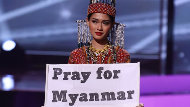 Nhan sắc của Hoa hậu Myanmar gây chú ý vì cầu cứu trên sân khấu Hoa hậu Hoàn vũ Thế giới? - Ảnh 1.