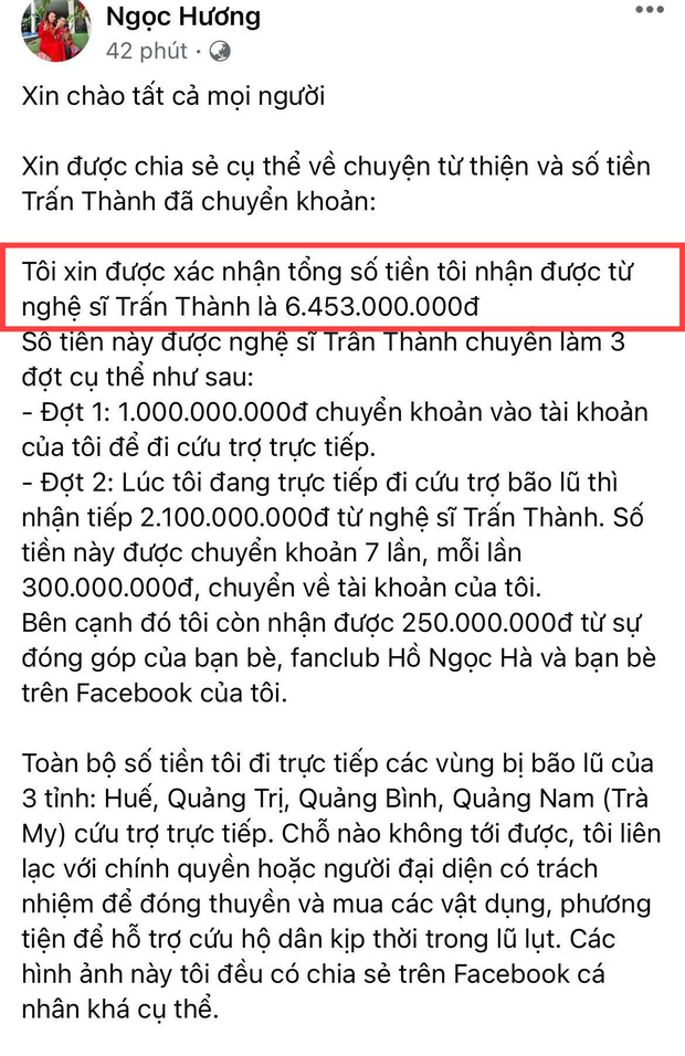 Mẹ Hà Hồ cuối cũng đã nói rõ về chuyện Trấn Thành chuyển 6,45 tỷ tiền cứu trợ miền Trung kèm hình ảnh, thông tin minh bạch - Ảnh 2.