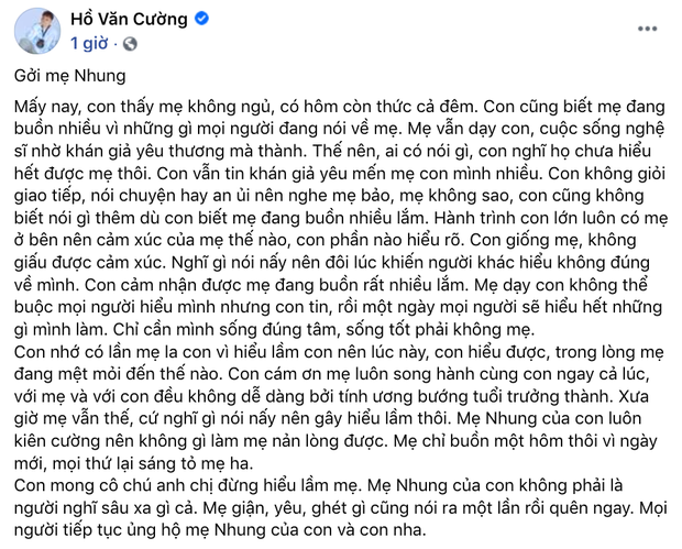 Netizen nghi ngờ Hồ Văn Cường bị hack nick, thừa nhận không giỏi giao tiếp nhưng tâm thư gửi mẹ Phi Nhung lại quá mượt mà? - Ảnh 2.