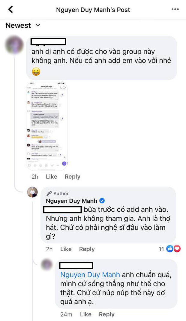 Bị hỏi về nhóm chat Nghệ sĩ Việt đang rầm rộ, Duy Mạnh gây ngỡ ngàng vì câu trả lời đối lập hẳn với Phương Thanh - Ảnh 3.