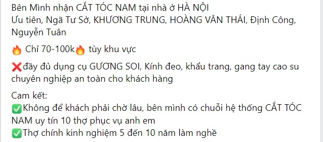 Chỉ 50K/đầu, dịch vụ cắt tóc 