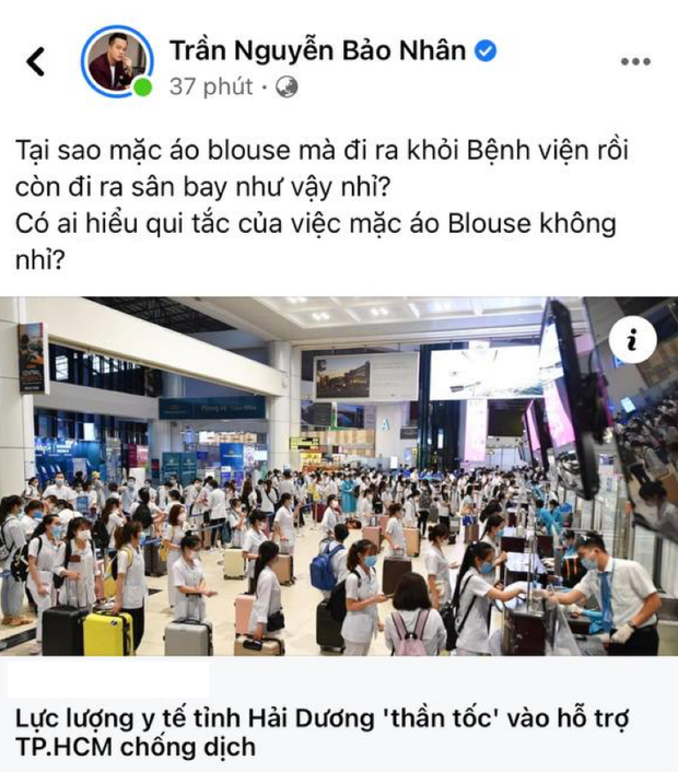 ĐD Gái Già Lắm Chiêu bị chỉ trích vì phát ngôn sốc: Chê đoàn y tế tiếp viện cho TP. HCM “mặc blouse trắng ra sân bay” là không hiểu quy tắc - Ảnh 3.