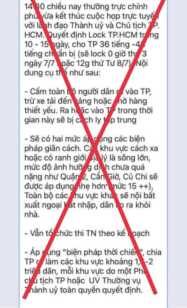 Bác bỏ tin đồn “lock toàn TP.HCM trong 10 đến 15 ngày” - Ảnh 1.